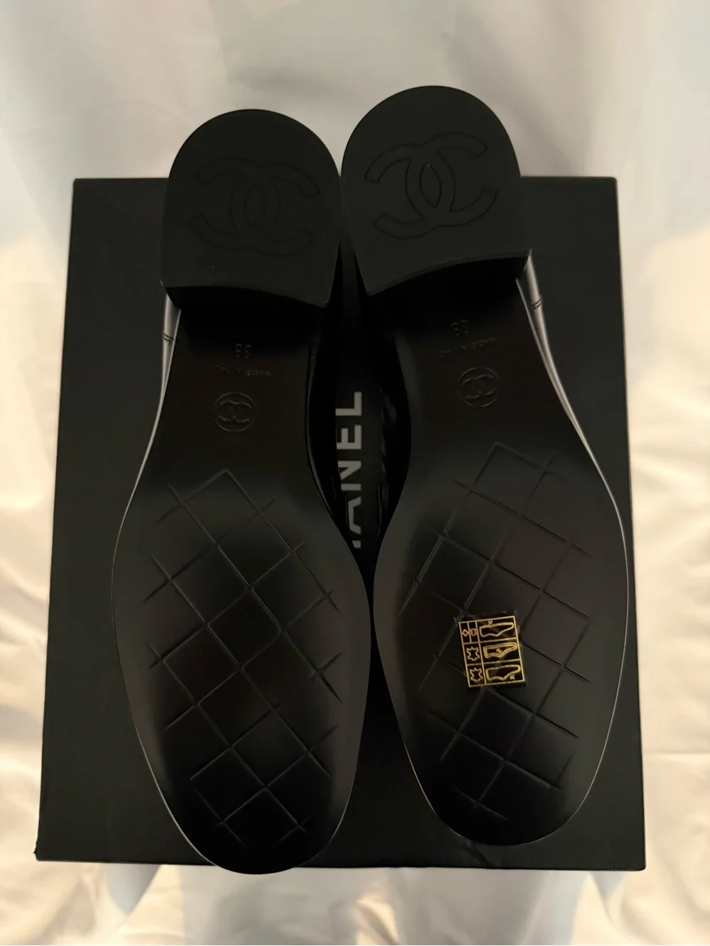 Chanel Black Leather Logo Strap women’s Loafers